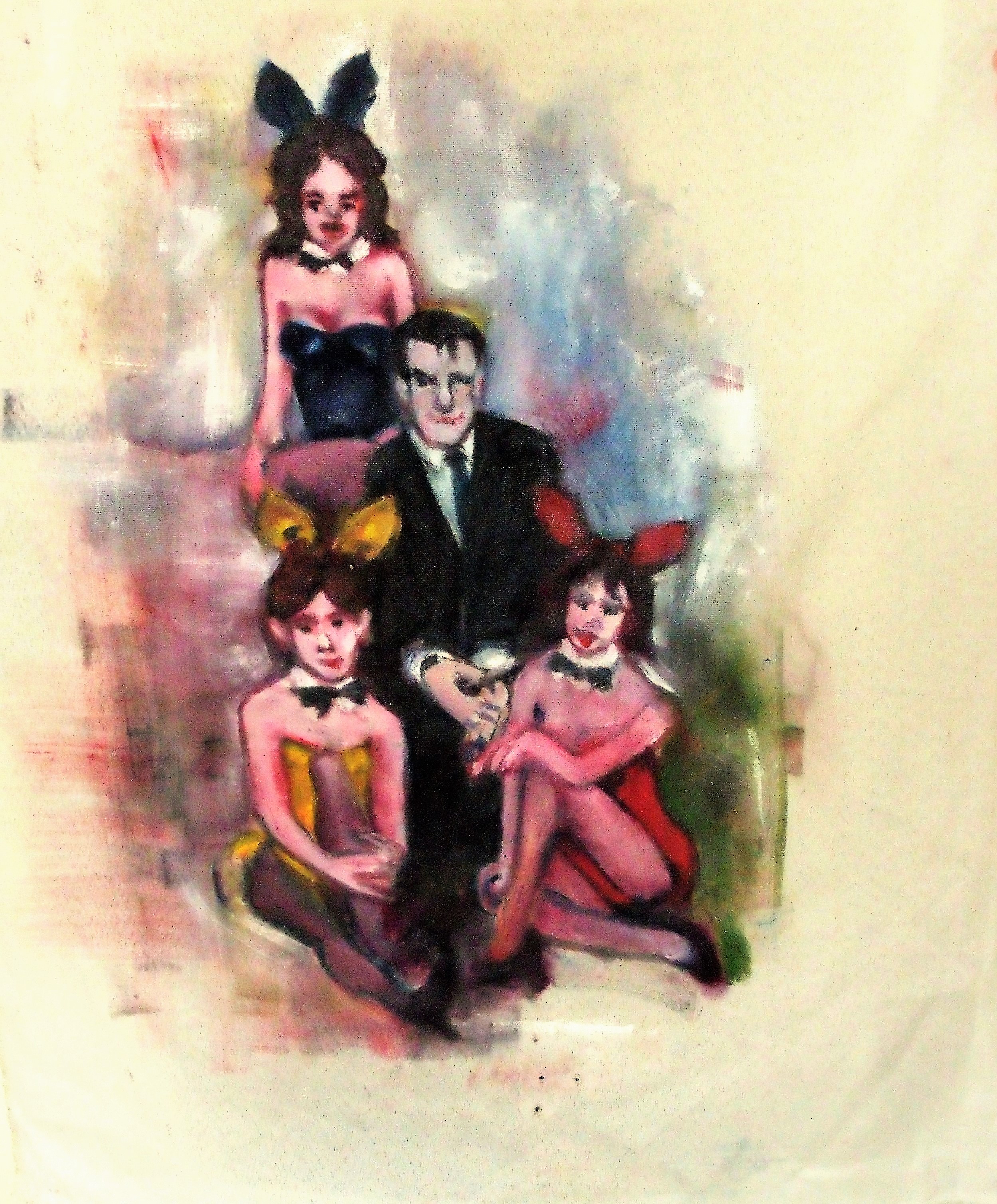 Hugh and the Girls - original painting by Paula Elion
